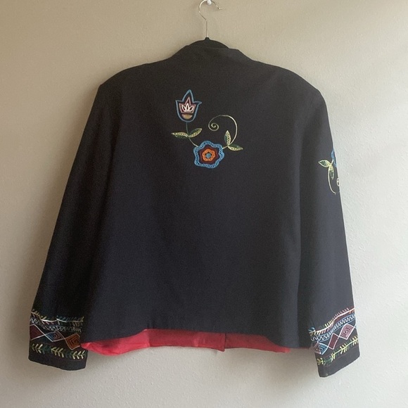 Alex Kim Women’s Black Embroidered Cotton Blazer Suit Jacket Top size 1X - Picture 3 of 4